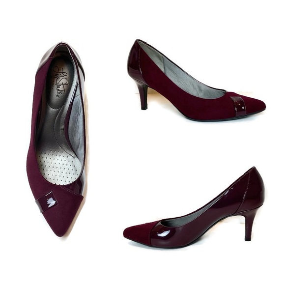 LifeStride Spencer Pointed Toe Heels Eco Suede Patent Pumps 7.5 - Picture 1 of 13